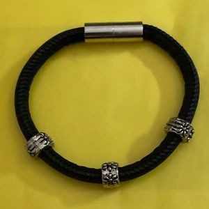 Handmade Cork Bracelet with Silver Beads and Magnetic Snap